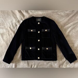 Maje Benny Velvet Button-Front Jacket | Size 1